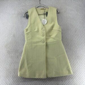 VRG‎ GRL Jeanie Vest Boxy 6 Yellow Sleeveless Button Front Fitted Career Casual